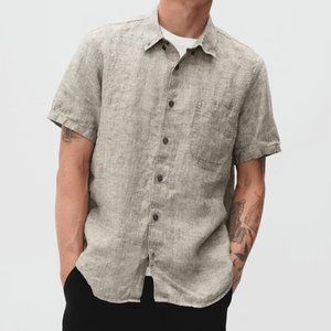 Everlane | Grey Linen Short-Sleeve Standard Fit Shirt